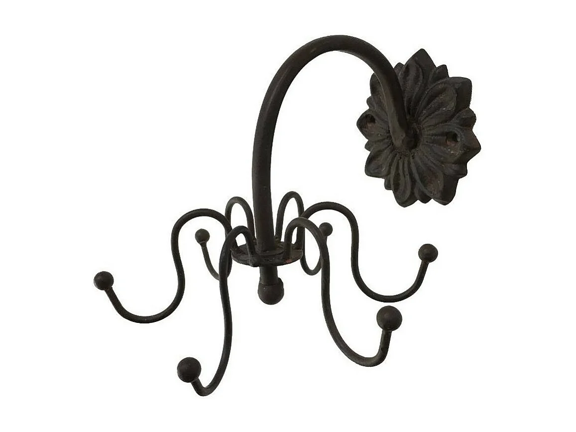 Porte manteaux mural en fonte marron 15 x 20 cm