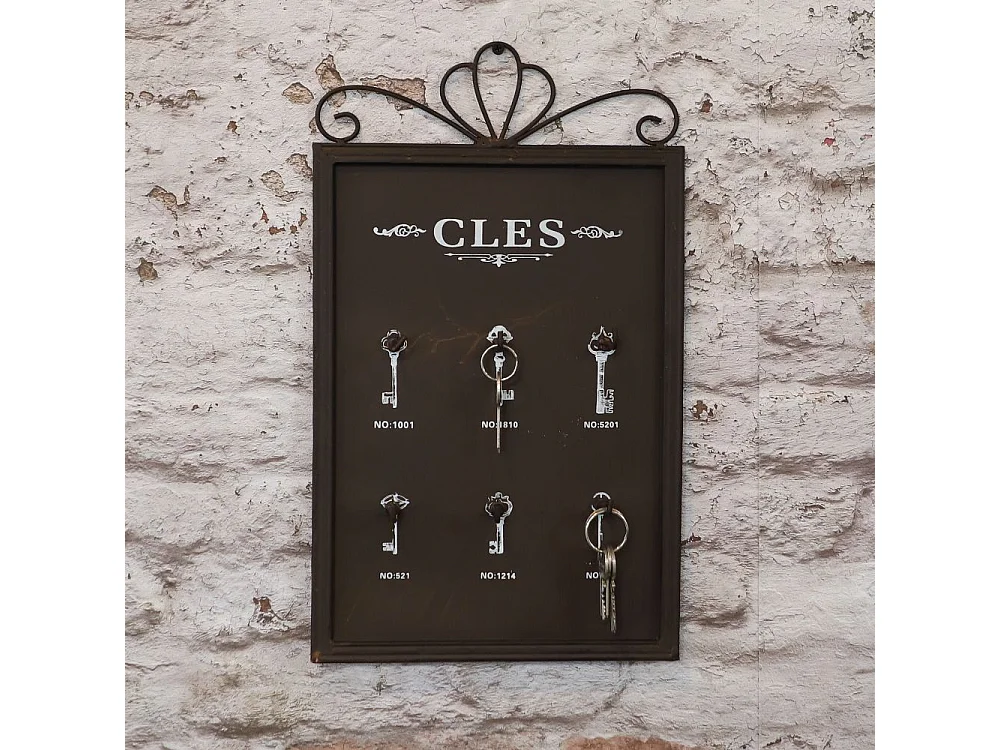 Porte boîte à clés clefs applique murale extérieur métal marron 42cm