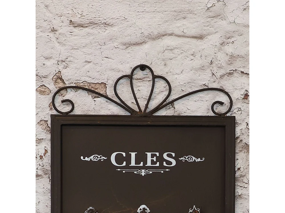 Porte boîte à clés clefs applique murale extérieur métal marron 42cm