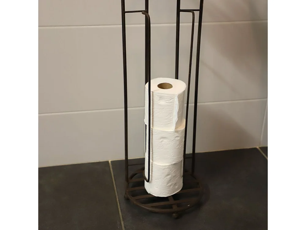 Dérouleur papier toilette fer forgé marron 23 x 80 cm
