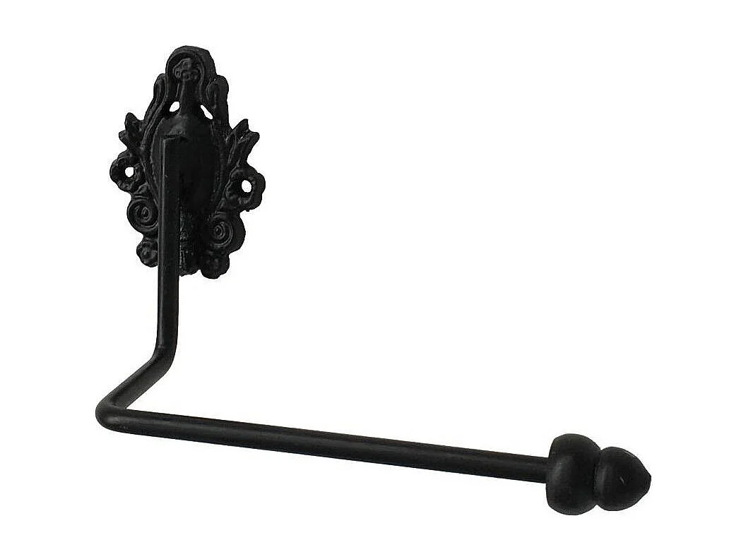 Dérouleur papier toilette en fonte noire 18 x 13 cm