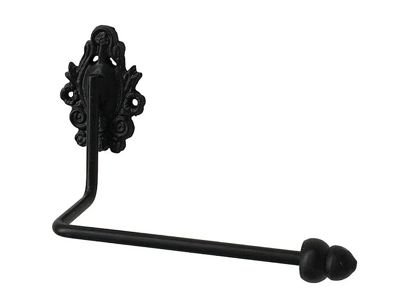 Dérouleur papier toilette en fonte noire 18 x 13 cm