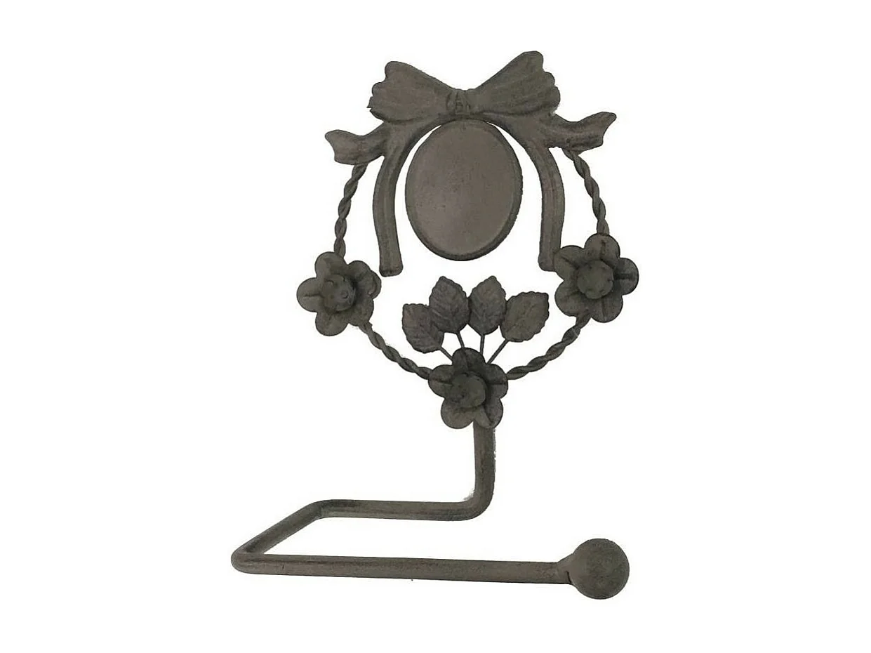 Dérouleur papier toilette en fer forgé marron 20 x 17 x 9 cm