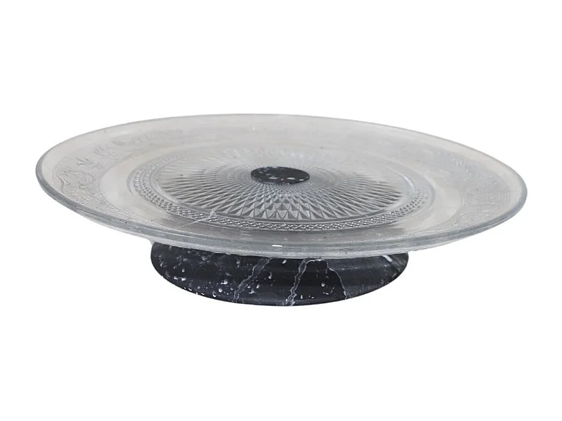 Plateau gâteau en métal et verre gris Ø.33 x 8 cm