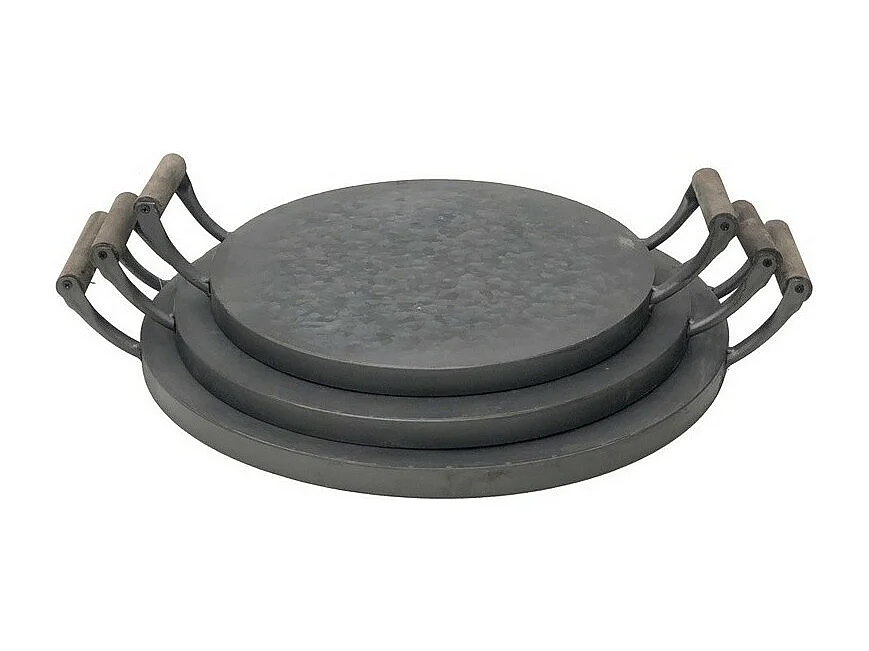 Set de 3 plateaux en zinc gris d.30.5-35.5-40.5 cm