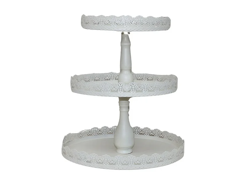 Plateau à 3 étages pour gateaux en zinc blanc 35 x 28 x 4 cm