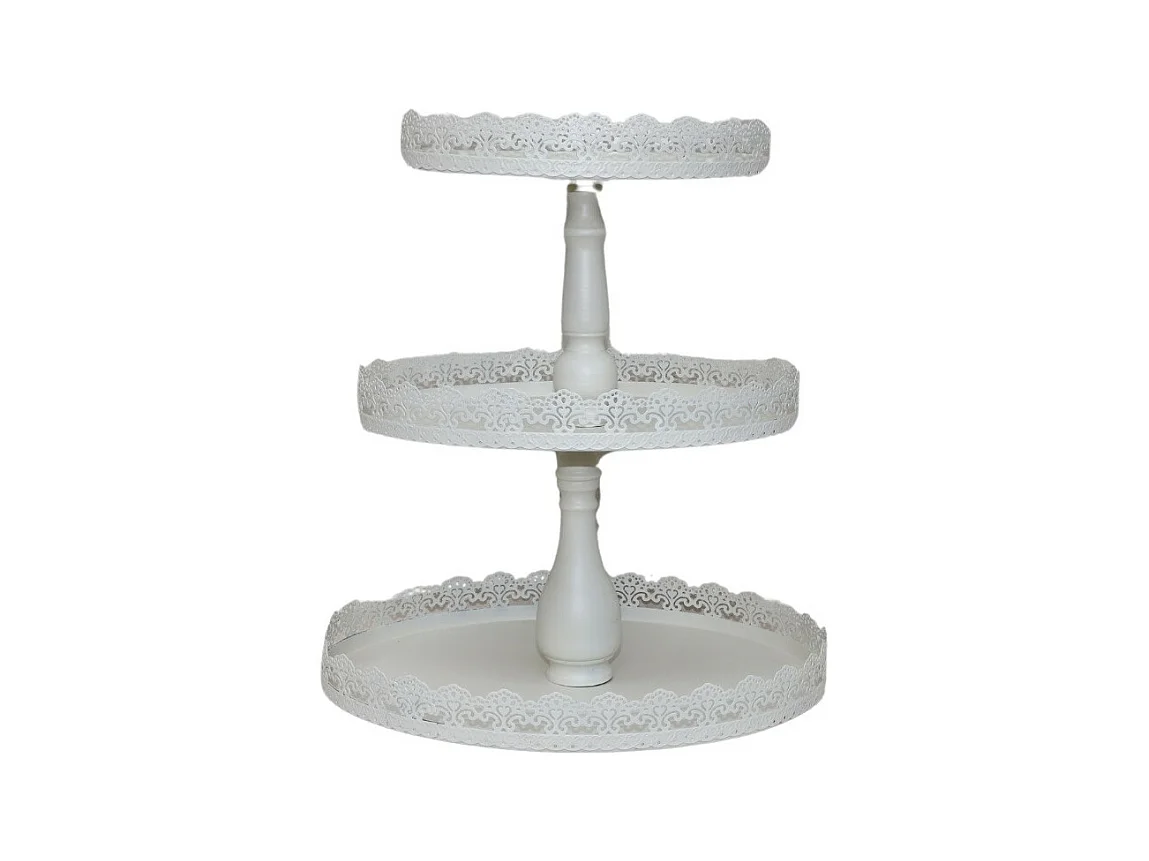 Plateau à 3 étages pour gateaux en zinc blanc 35 x 28 x 4 cm