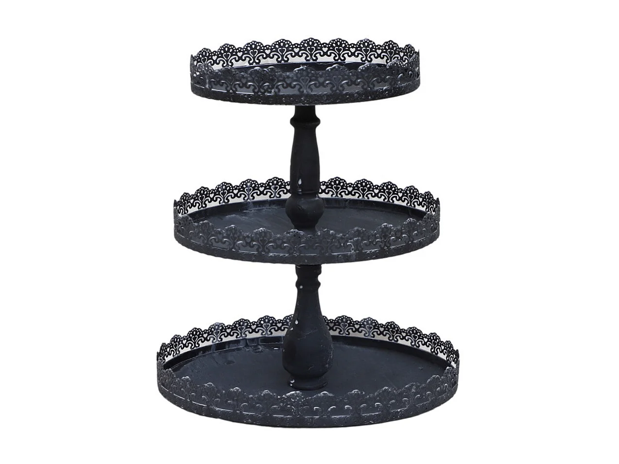 Plateau à 3 étages pour gateaux en zinc gris 35 x 28 x 4 cm