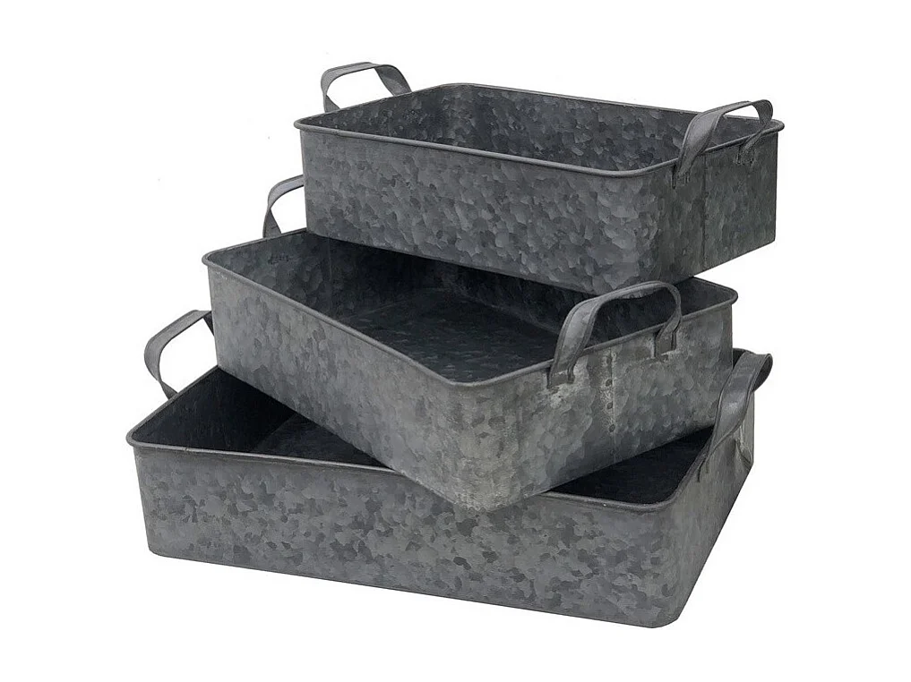 Set de 2 Plateaux en zinc gris