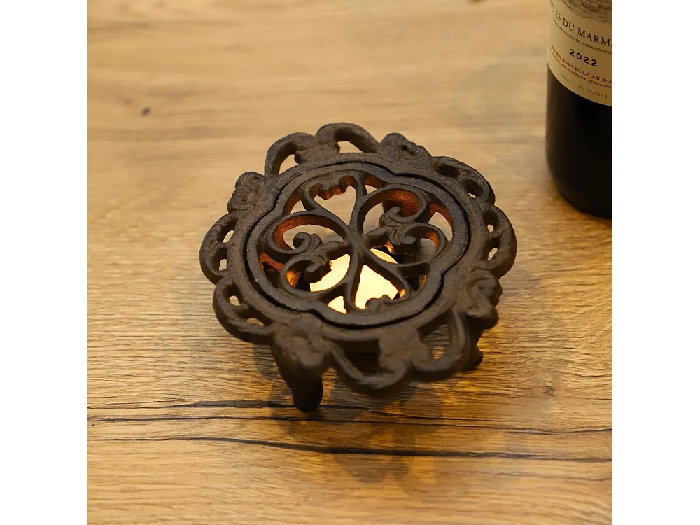 Chauffe plat en fonte marron 15 x 13 x 5 cm