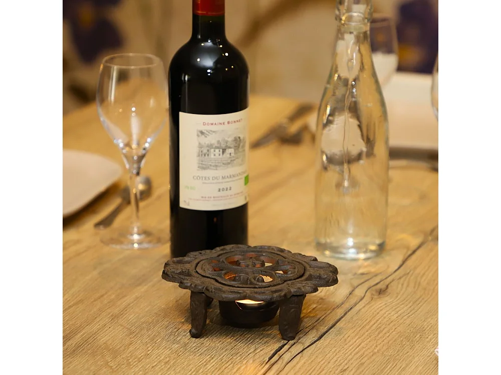 Chauffe plat en fonte marron 15 x 13 x 5 cm