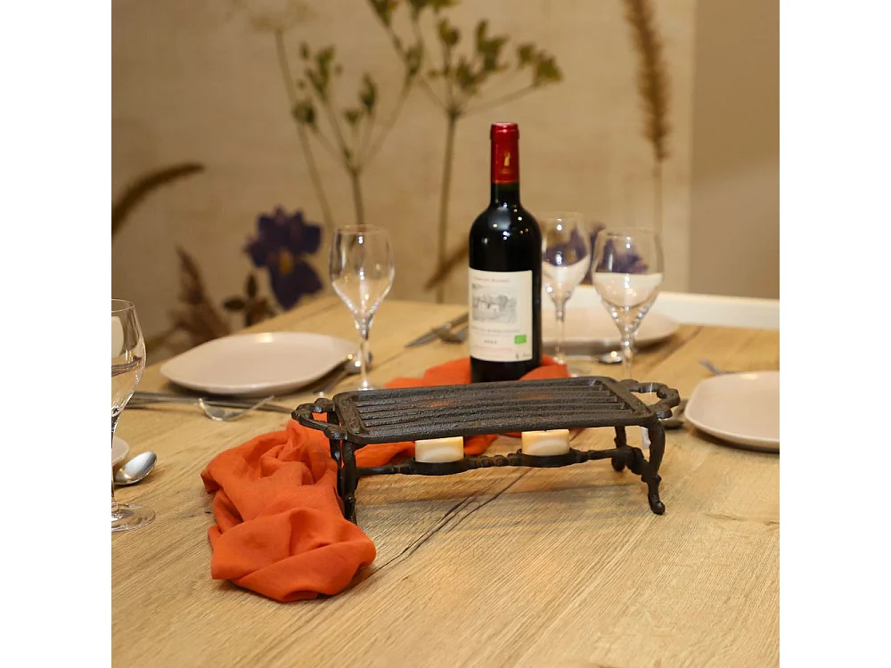 Chauffe plat en fonte marron 33.5 x 15 x 8 cm