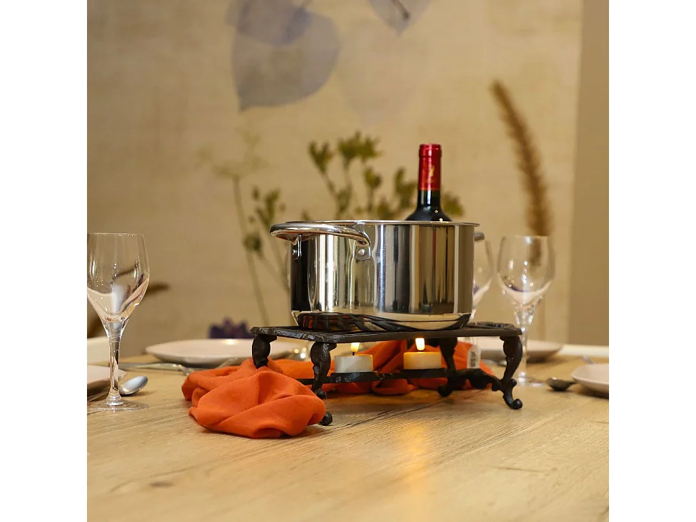 Chauffe plat en fonte marron 33.5 x 15 x 8 cm