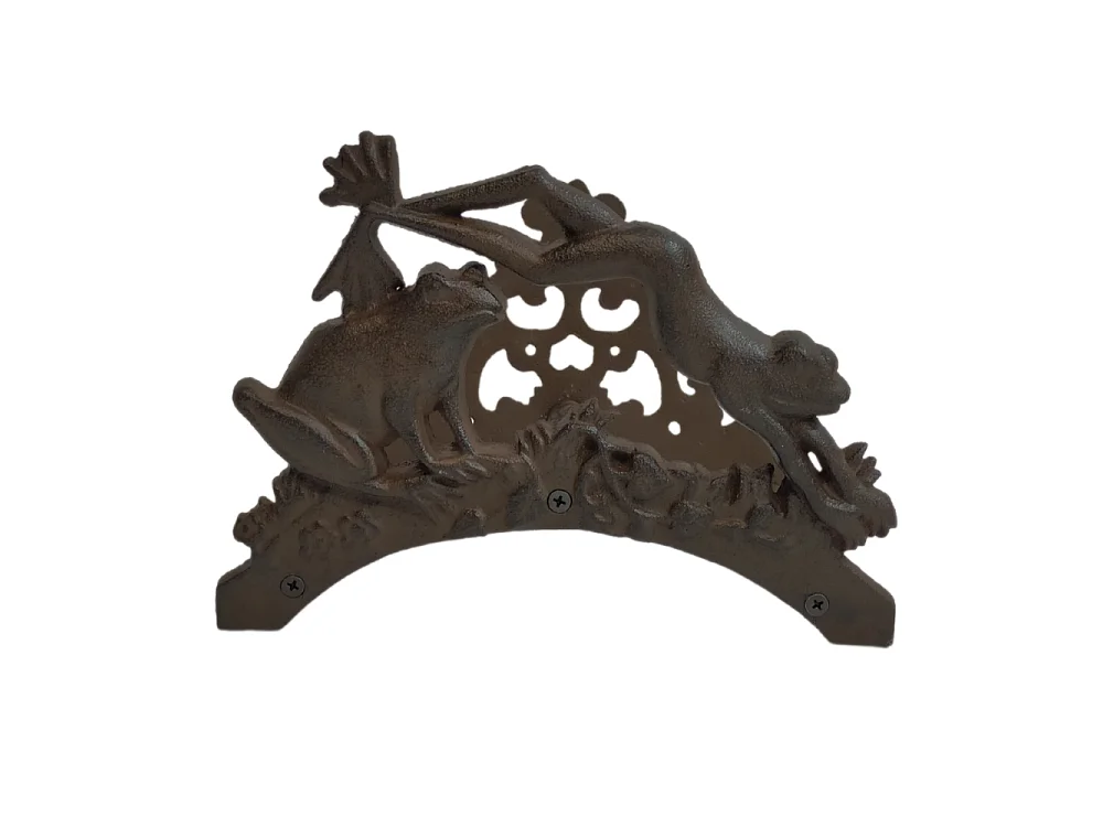 Enrouleur support mural porte tuyau d'arrosage fonte marron 24.5cm