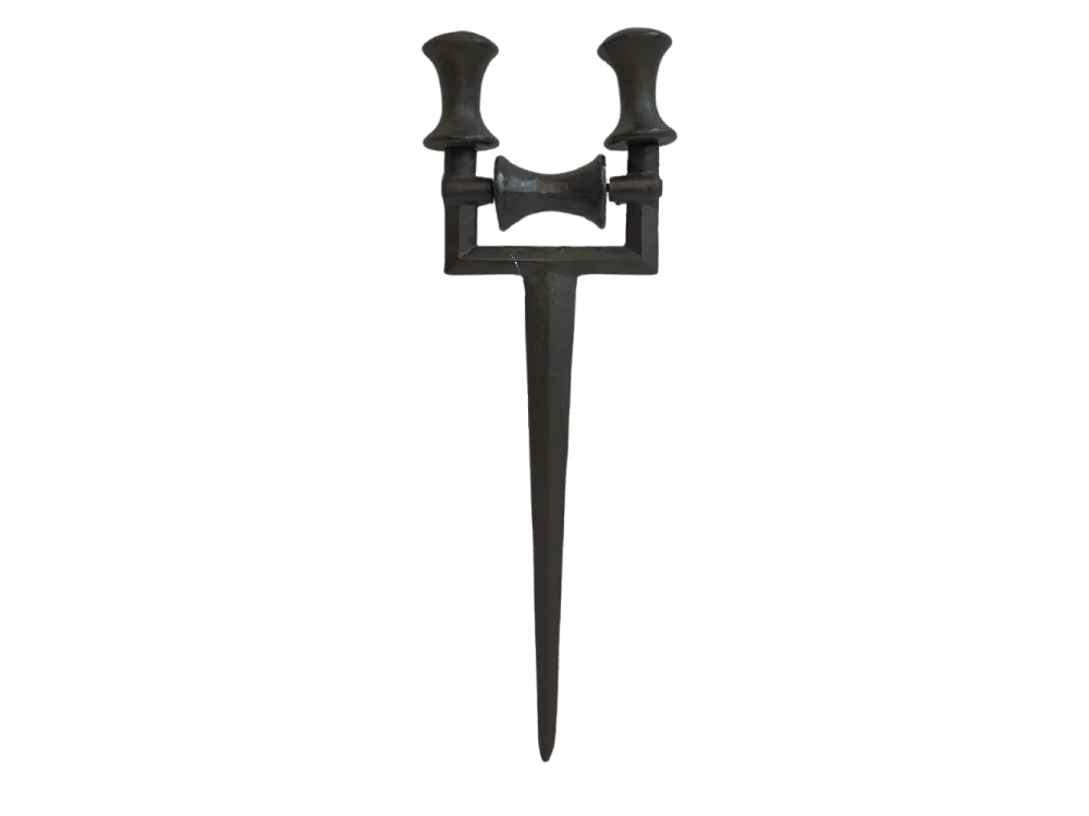 Enrouleur support porte tuyau arrosage à piquer en fonte marron 40cm