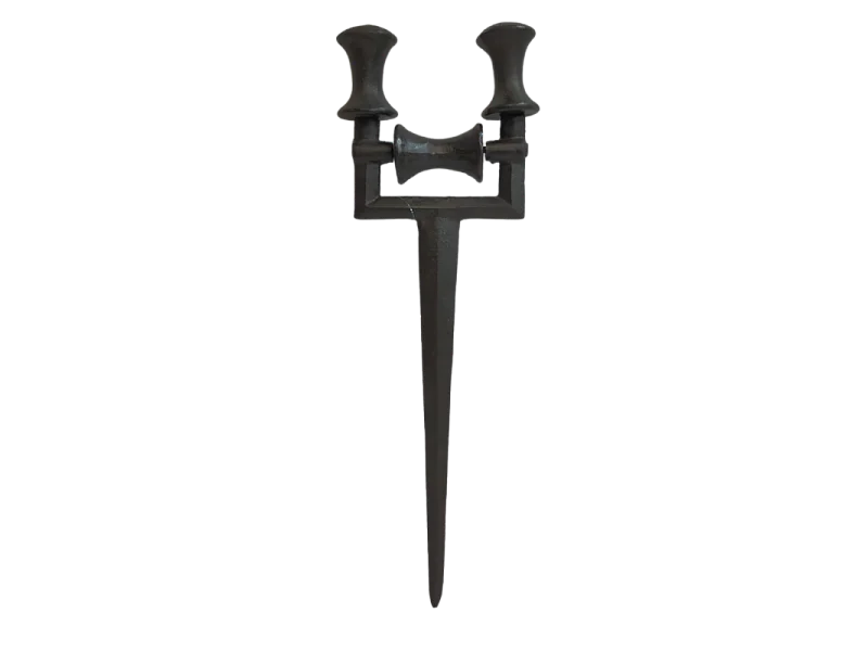 Enrouleur support porte tuyau arrosage à piquer en fonte marron 40cm