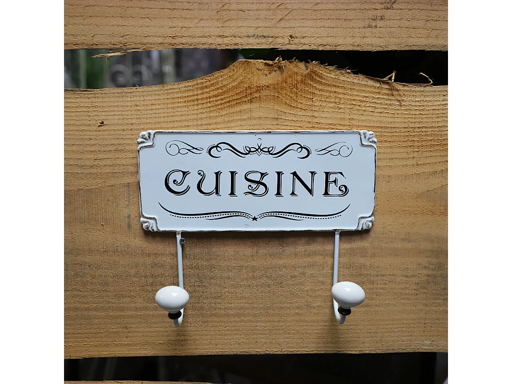 Porte-torchons métal porcelaine blanc 25.5 x 21 cm