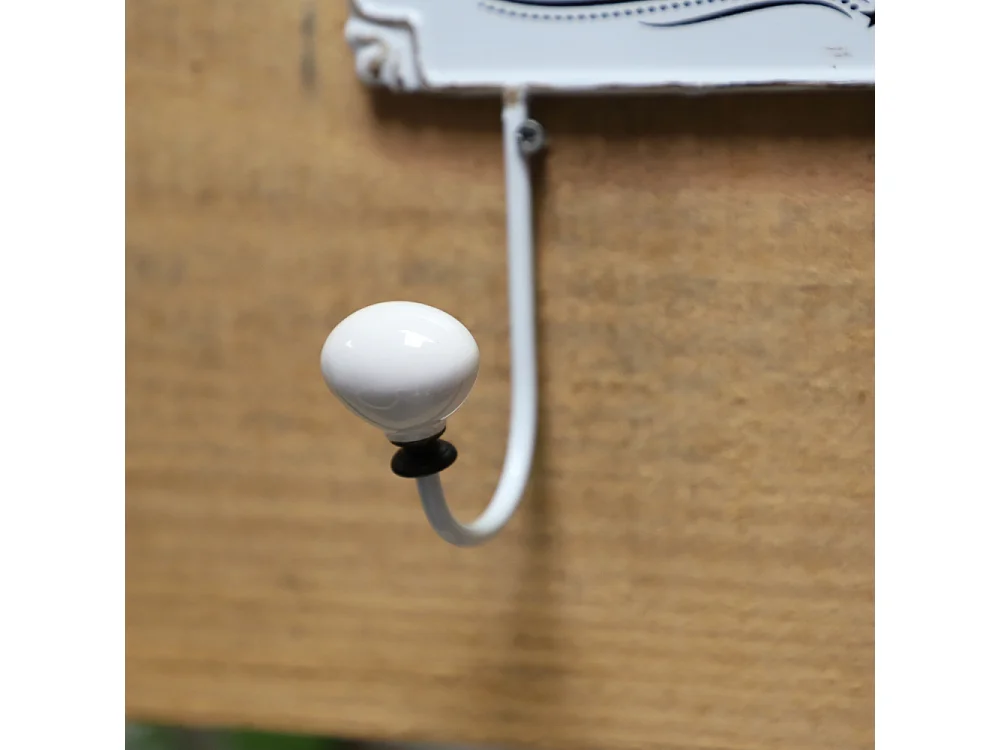 Porte-torchons métal porcelaine blanc 25.5 x 21 cm