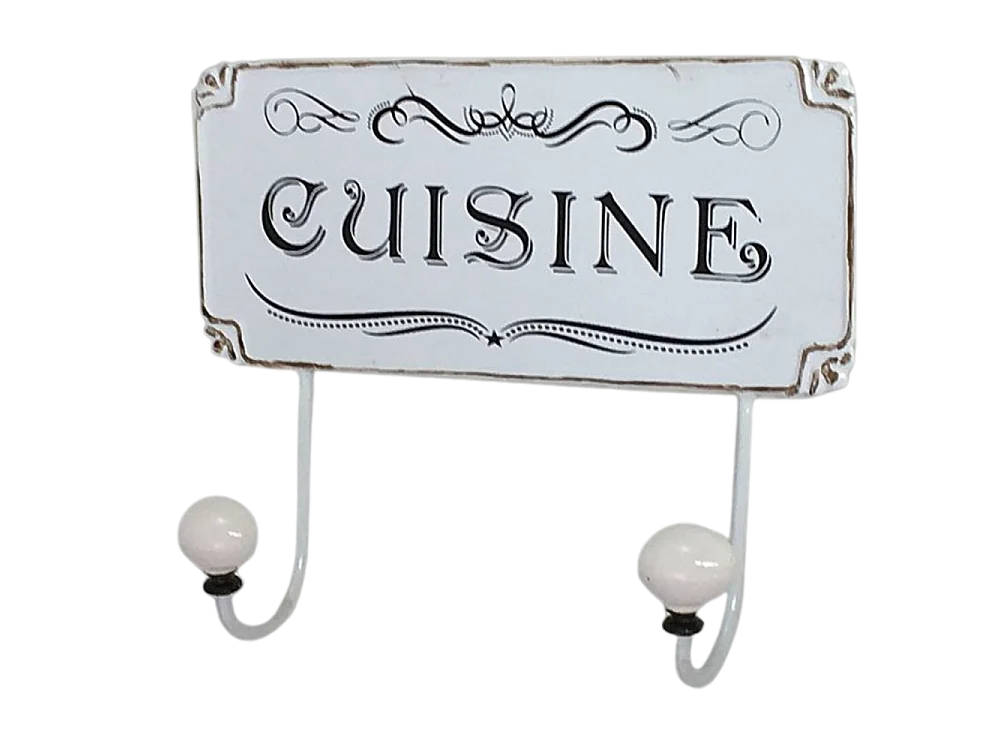 Porte-torchons métal porcelaine blanc 25.5 x 21 cm