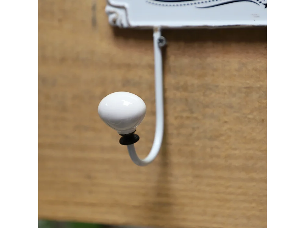 Porte-torchons métal porcelaine blanc 25.5 x 21 cm