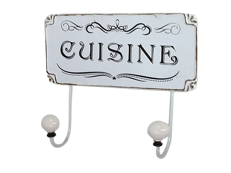 Porte-torchons métal porcelaine blanc 25.5 x 21 cm