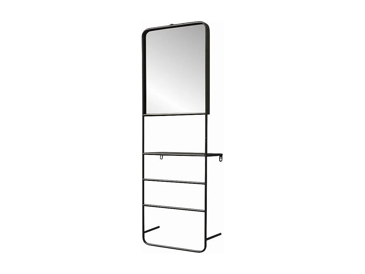 Miroir porte-serviettes en métal gris anthracite 35 x 15 x 100 cm