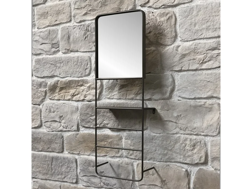 Miroir porte-serviettes en métal gris anthracite 35 x 15 x 100 cm