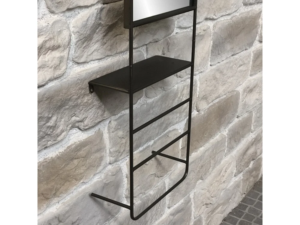 Miroir porte-serviettes en métal gris anthracite 35 x 15 x 100 cm