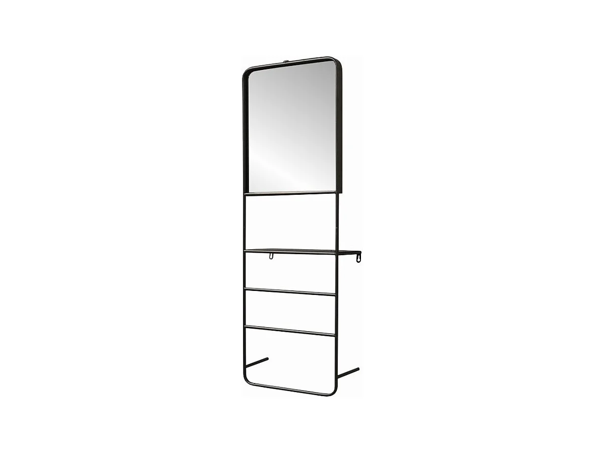 Miroir porte-serviettes en métal gris anthracite 35 x 15 x 100 cm
