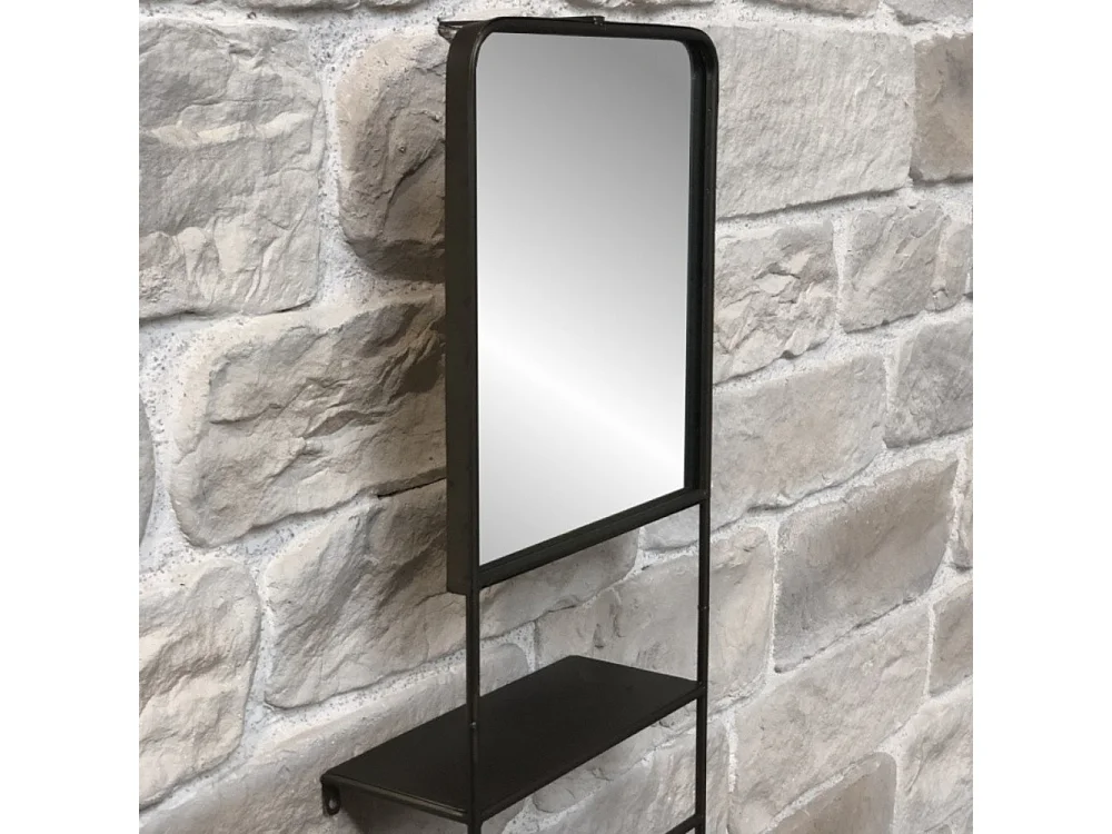 Miroir porte-serviettes en métal gris anthracite 35 x 15 x 100 cm