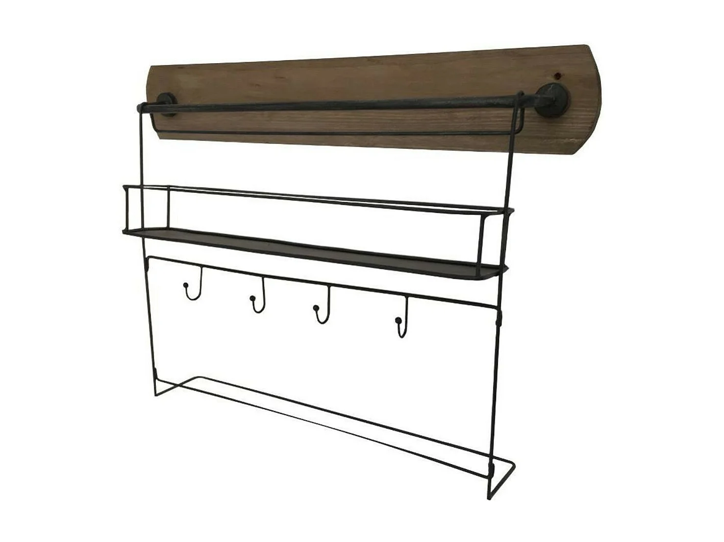 Étagère murale en bois métal noir 60 x 13 x 44 cm