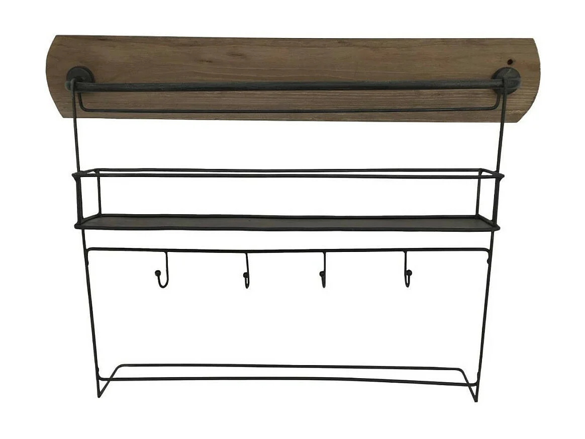 Étagère murale en bois métal noir 60 x 13 x 44 cm