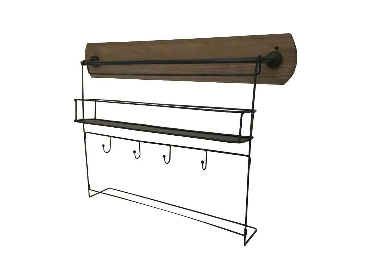 Étagère murale en bois métal noir 60 x 13 x 44 cm