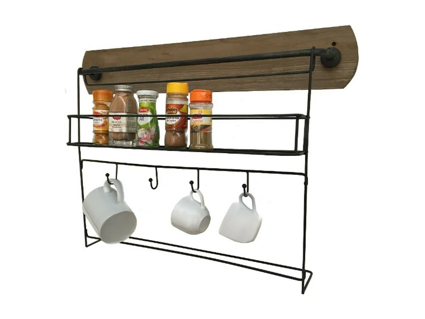 Étagère murale en bois métal noir 60 x 13 x 44 cm