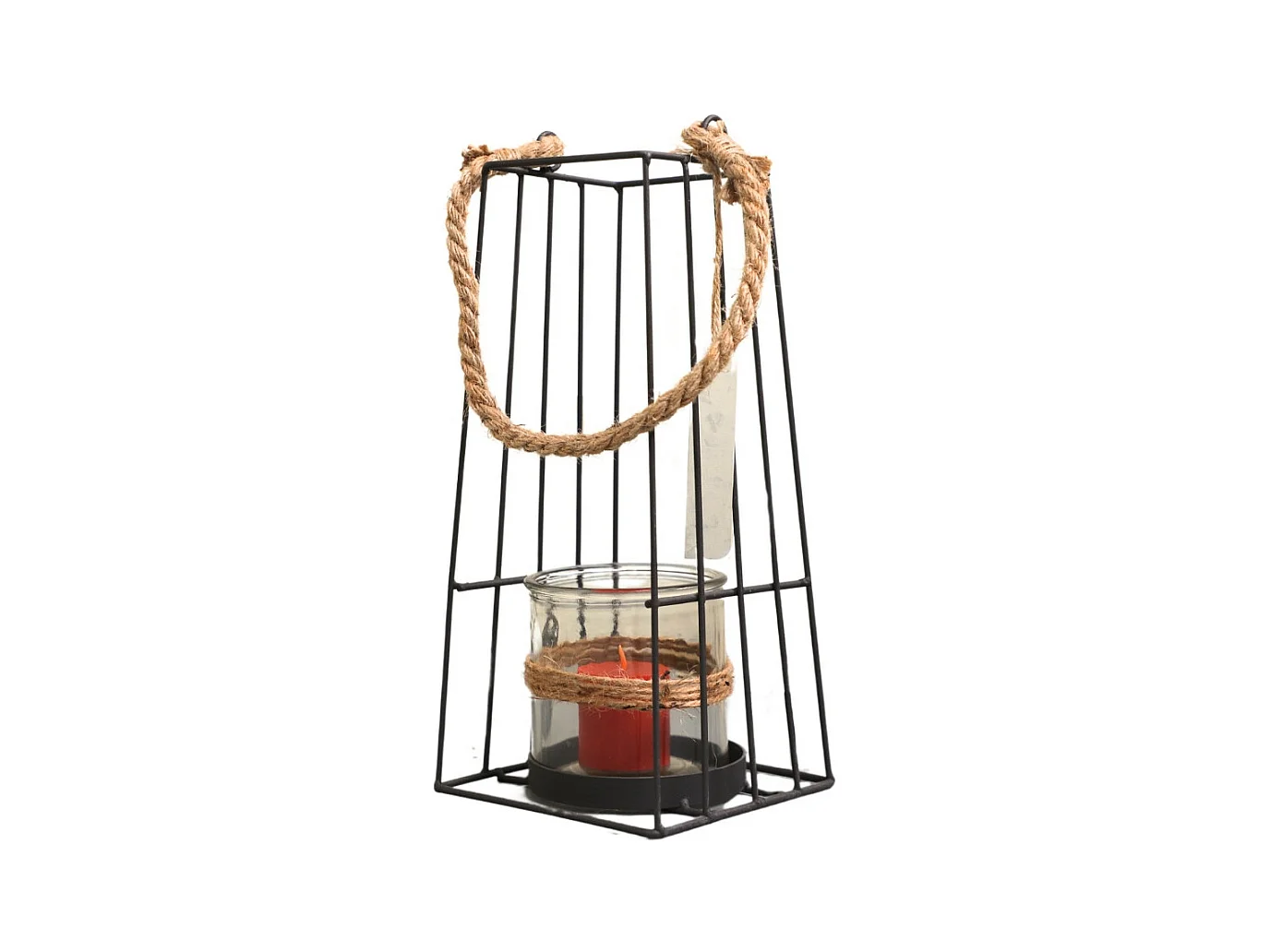 Lanterne jardin extérieur à poser bougie ancienne métal noir 36cm