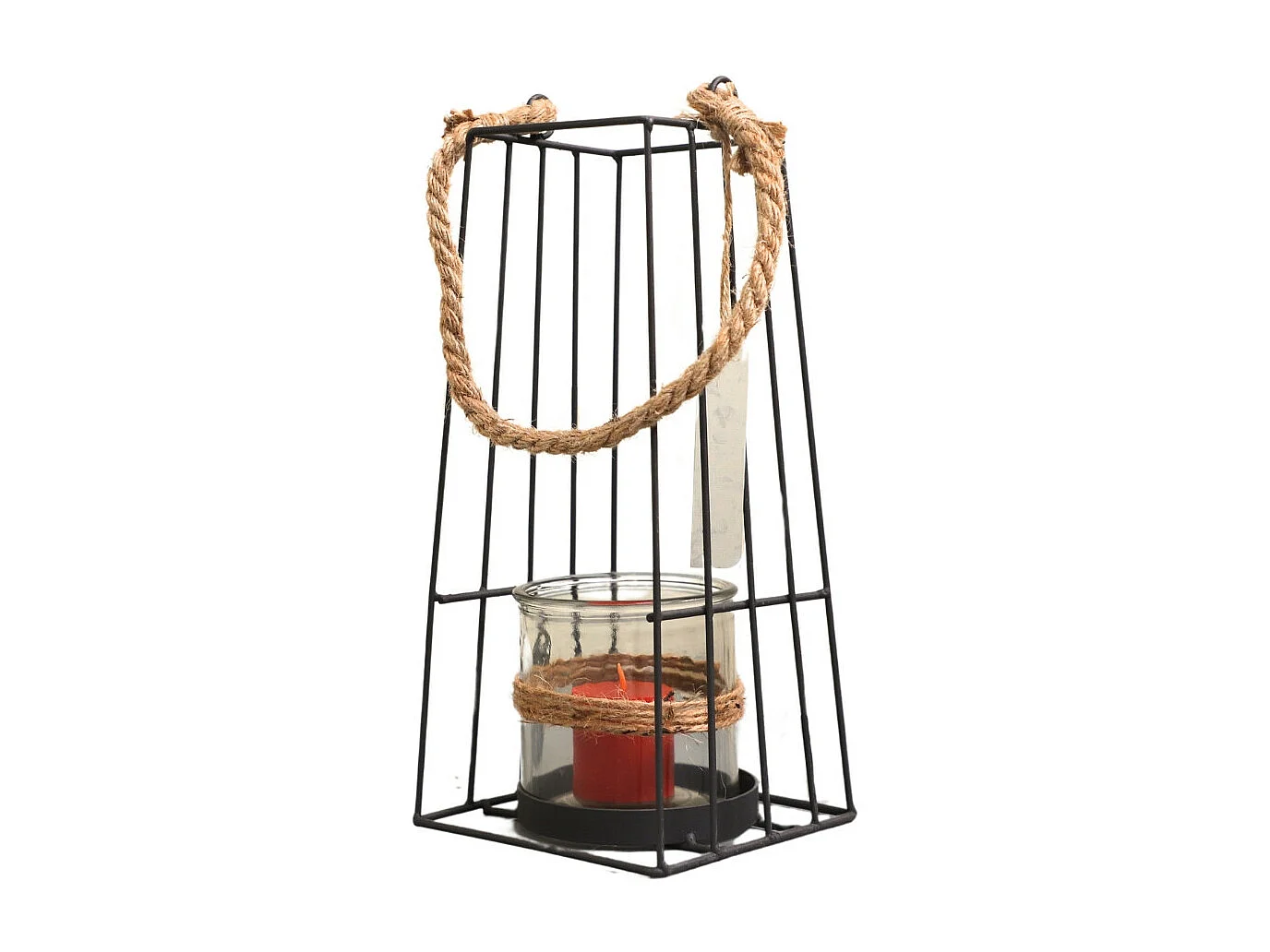 Lanterne jardin extérieur à poser bougie ancienne métal noir 36cm