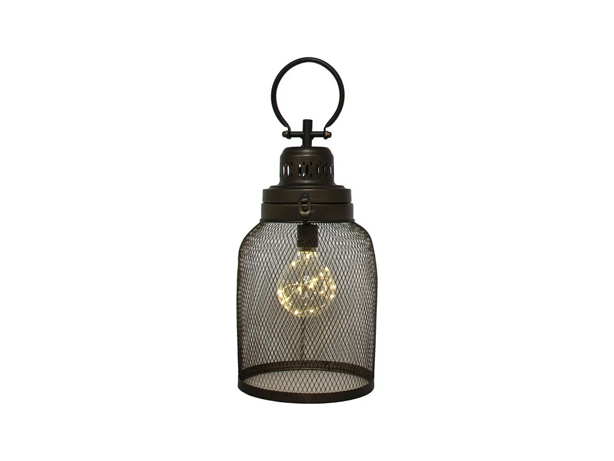 Lampe à poser industrielle salon ampoule métal marron 47cm
