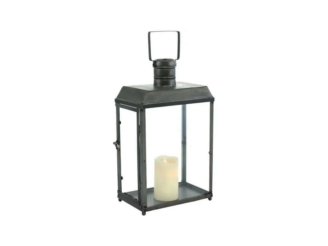 Lanterne extérieure bougie jardin à poser ancienne métal gris 52.5cm