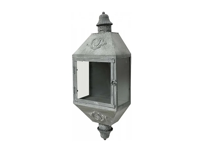 Lanterne extérieure jardin bougie murale ancienne métal gris 70cm