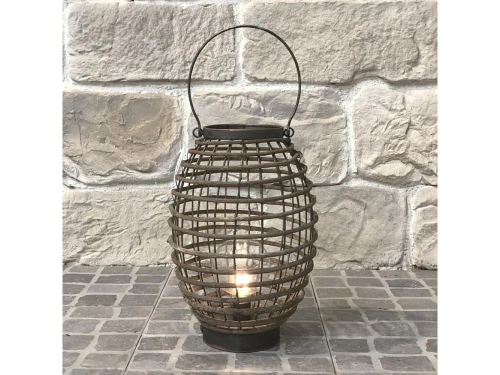 Lanterne extérieur jardin à poser ancienne bois marron 34cm