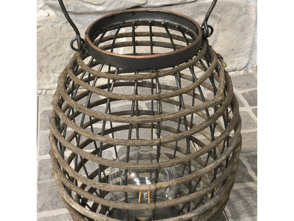 Lanterne extérieur jardin à poser ancienne bois marron 34cm