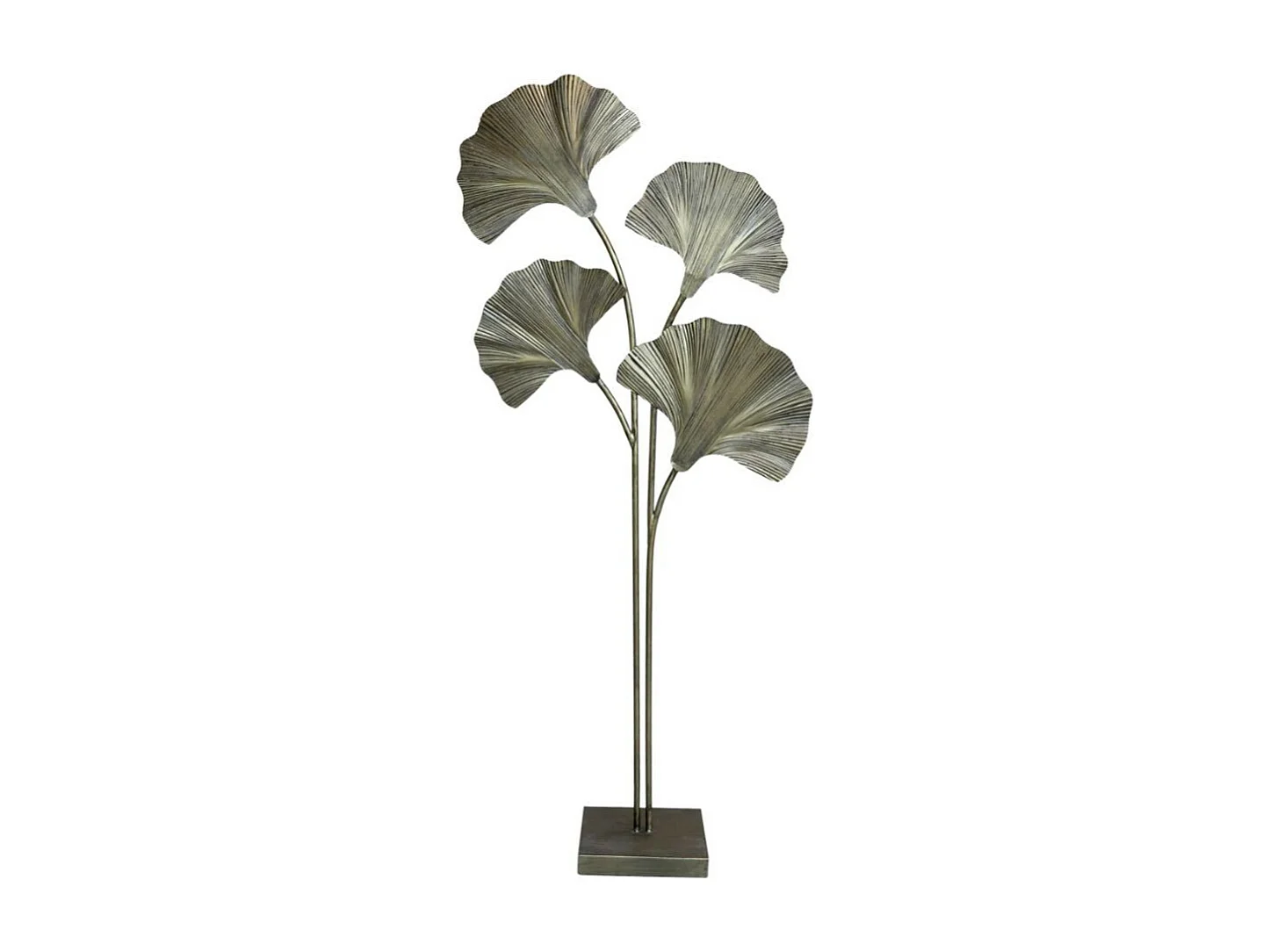 Lampadaire 4 feuilles ginko en métal laiton antique 65 x 25 x 150 cm