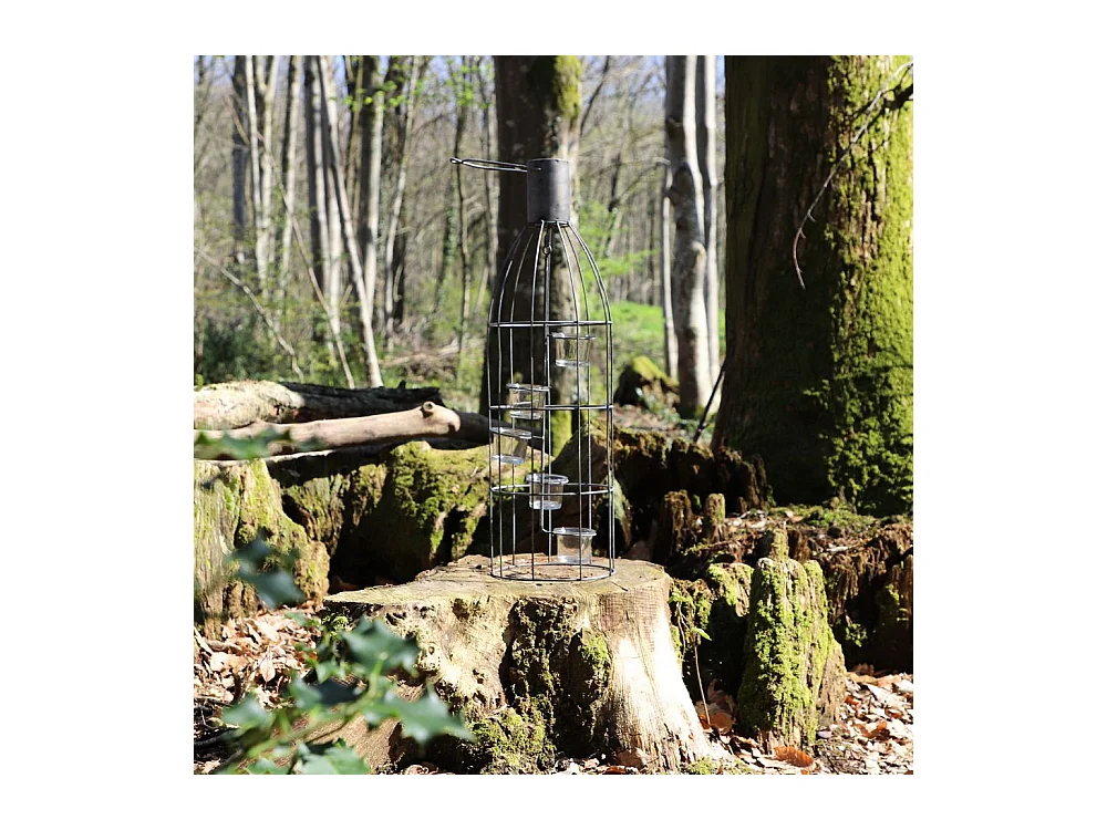 Lanterne extérieure jardin à poser bougie ancienne métal gris 60 cm