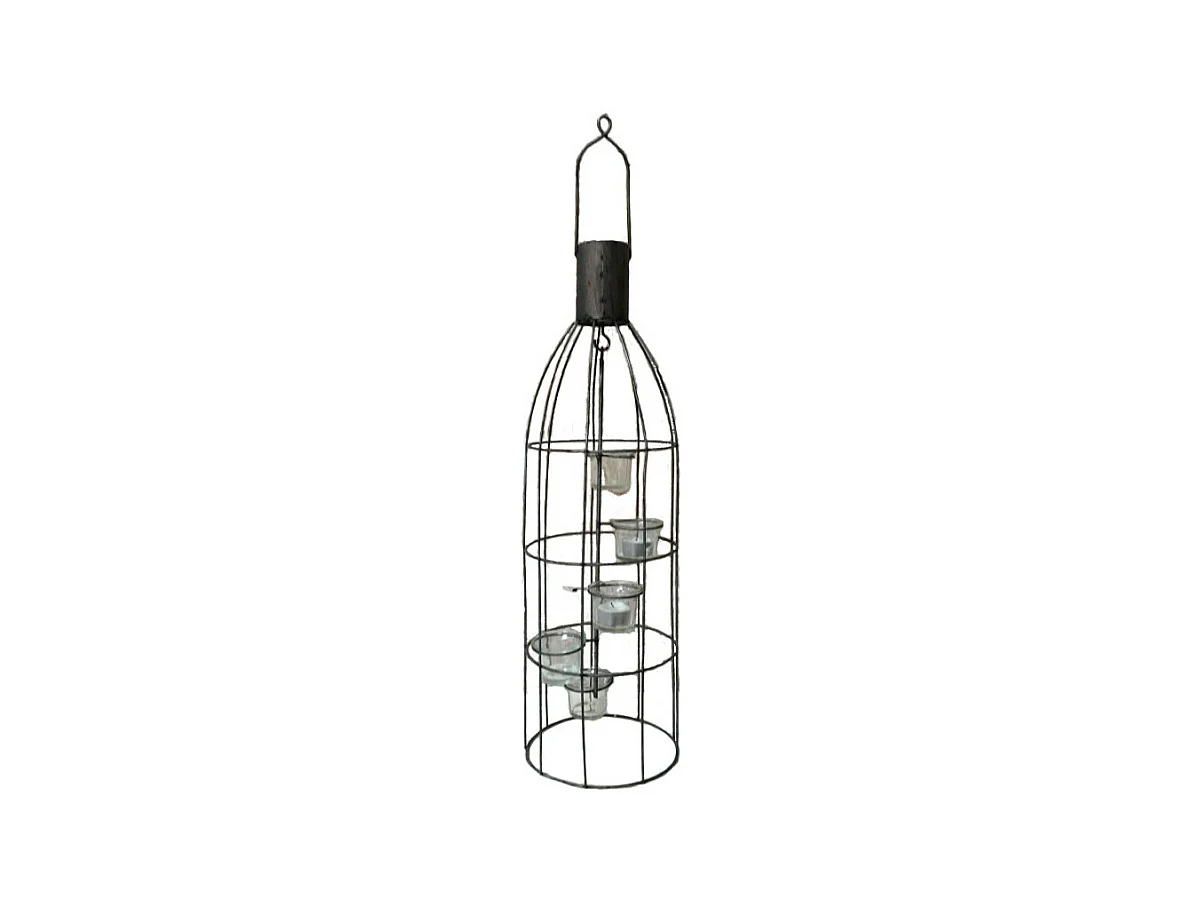 Lanterne extérieure jardin à poser bougie ancienne métal gris 60 cm