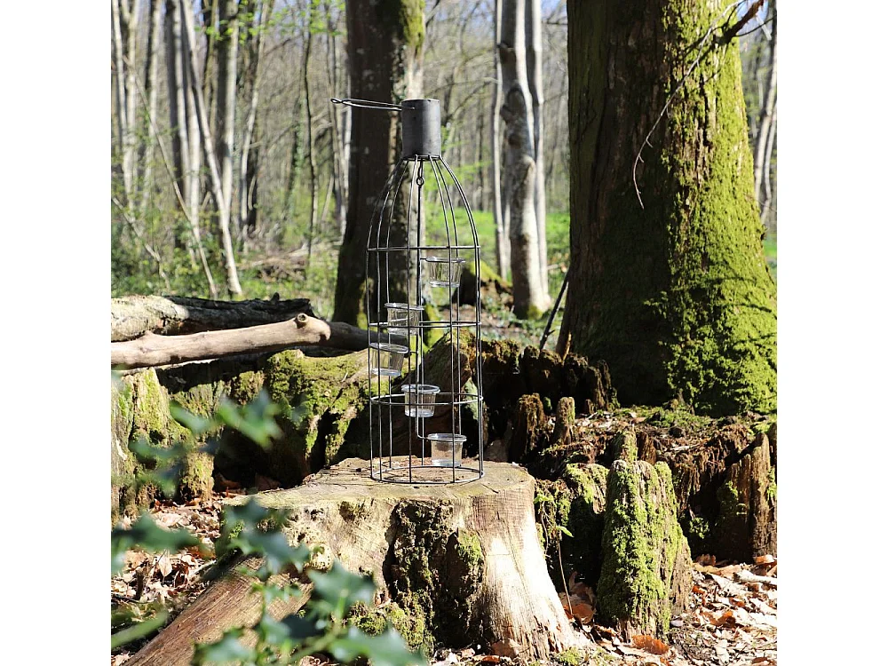 Lanterne extérieure jardin à poser bougie ancienne métal gris 60 cm