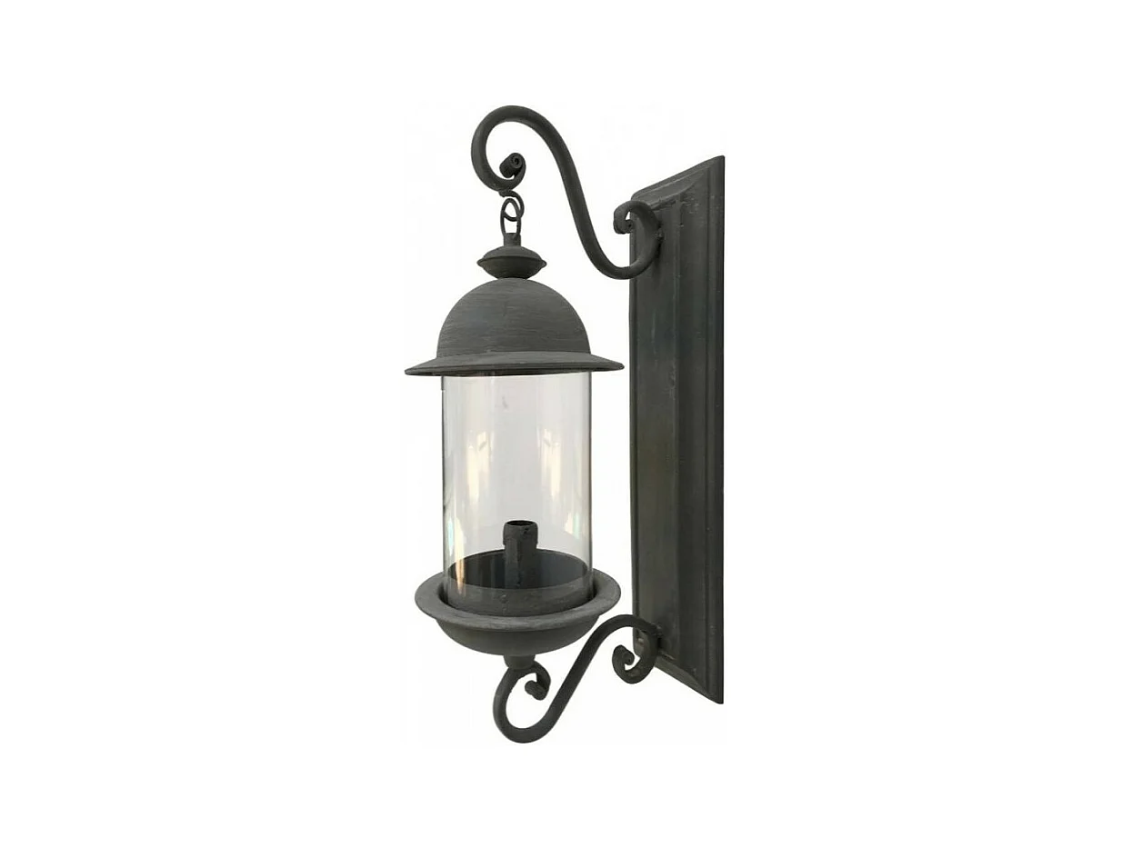 Lanterne extérieure murale applique bougie ancienne métal gris 46cm