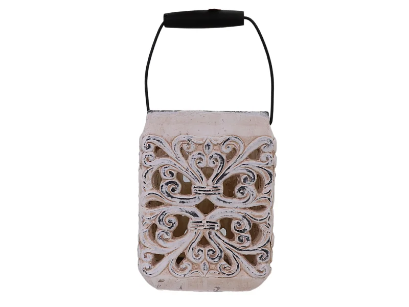 Lanterne extérieur jardin à poser bougie ancienne béton crème 24cm