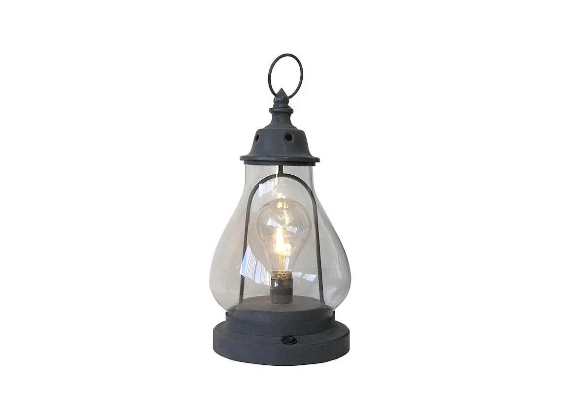 Lanterne extérieure jardin bougie à poser ancienne métal gris 35cm