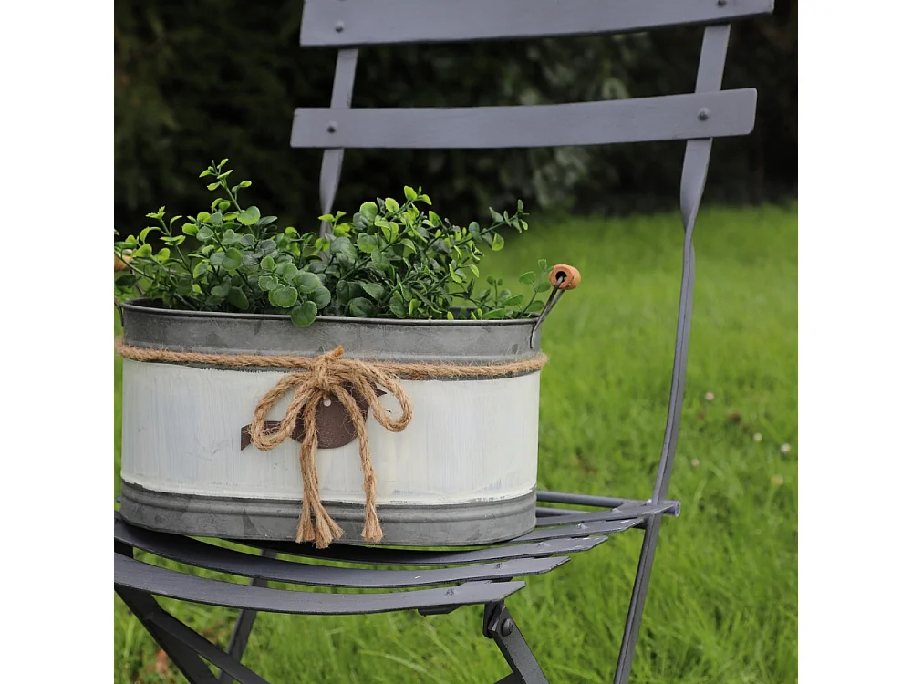 ~Set3 jardinières extérieures sceaux bassines métal gris 11-13.5-15 cm