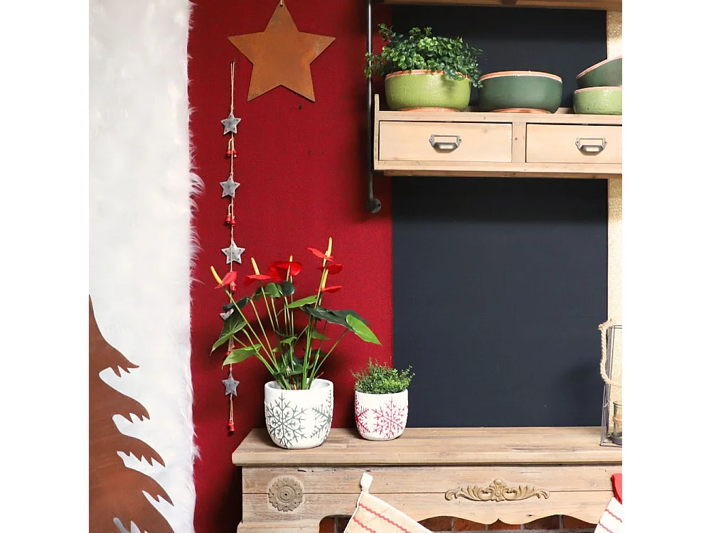 ~ Guirlande d'étoiles en métal gris et rouge Ø.7 x 100cm